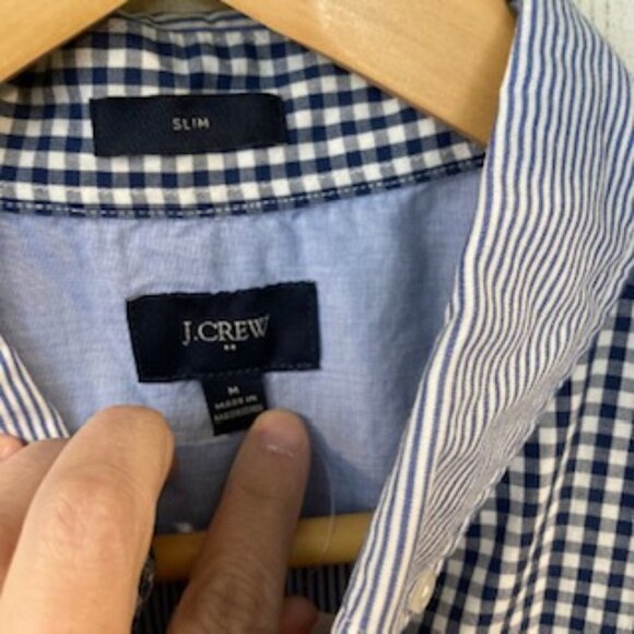 . NWT J. Crew Slim Multi Print Striped Checkered Short Sleeve Button Down Shirt - Picture 3 of 8